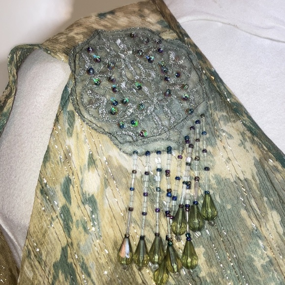 Baby Phat Size XL(EG) 97% Silk 3% Metallic Thread Beading on Shoulders Tie Slves - Picture 5 of 11